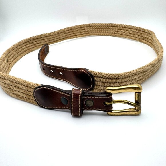 Jordache Vintage Leather Woven Rope Belt 80s 29.5" - 32" Skinny Gold Tone Womens - Picture 4 of 7